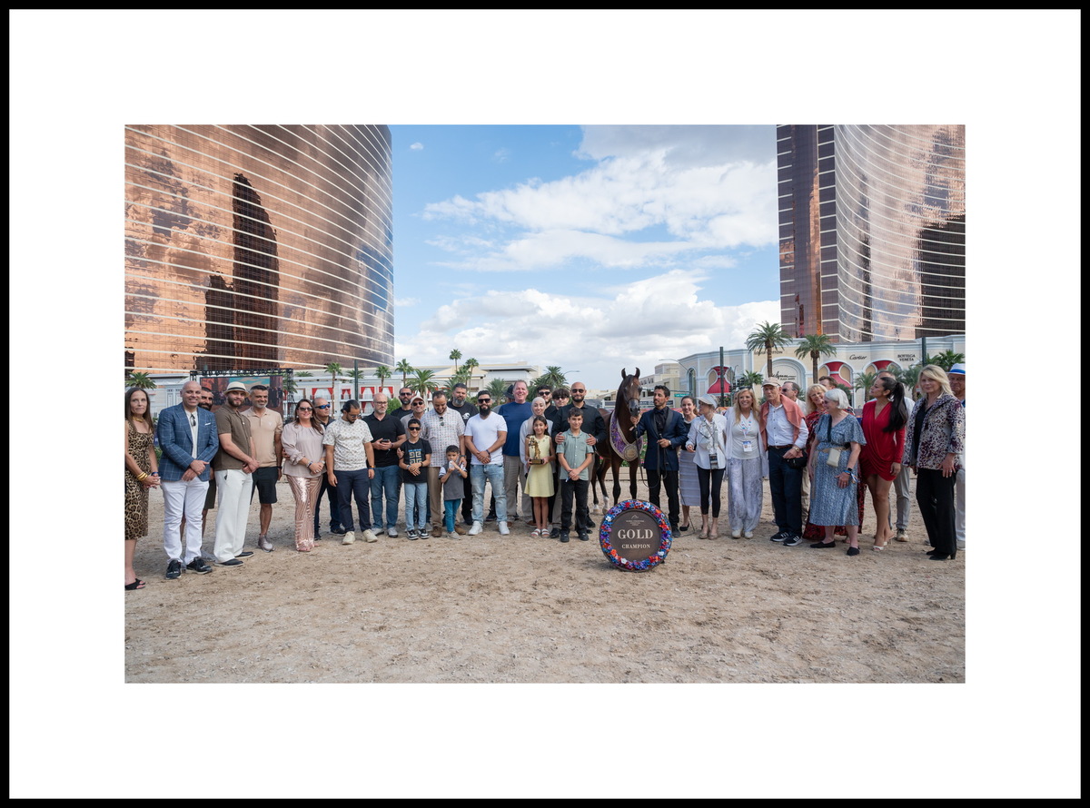 Yearling colt SVB Calais and his co-owners, Royal Arabians Stud and Al Amira Stud, USA. Photo credit © Global Champions Arabians Tour