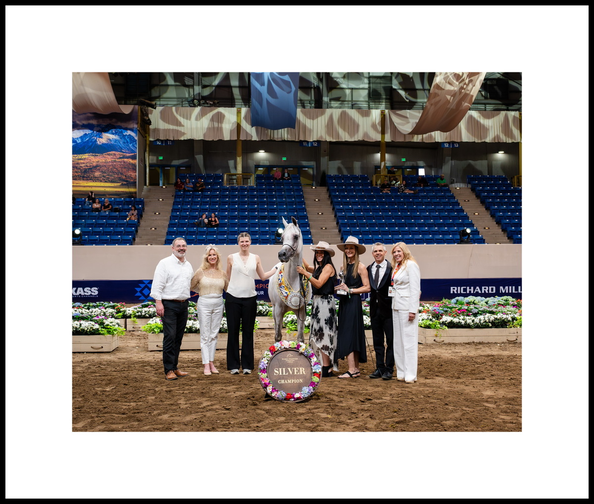 Arabian mare Vixxen K and her owner Katie Mcgregor, and the team, US. Photo credit © Global Champions Arabians Tour
