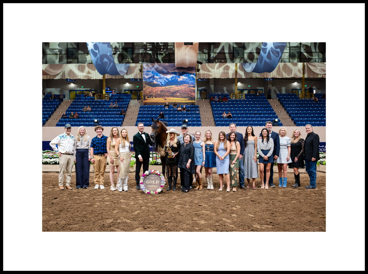 Junior colt Rhaphael SBA and the team of his owner Stella Bella Arabians LLC, US. Photo credit © Global Champions Arabians Tour